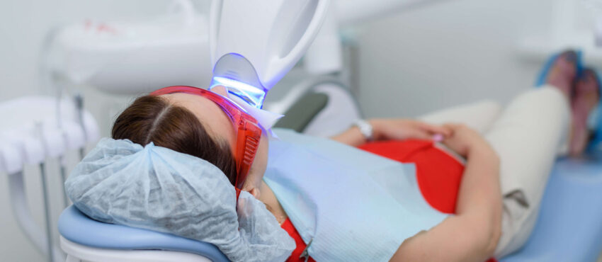 laser teeth whitening austin teeth whitening woman in chair davinci